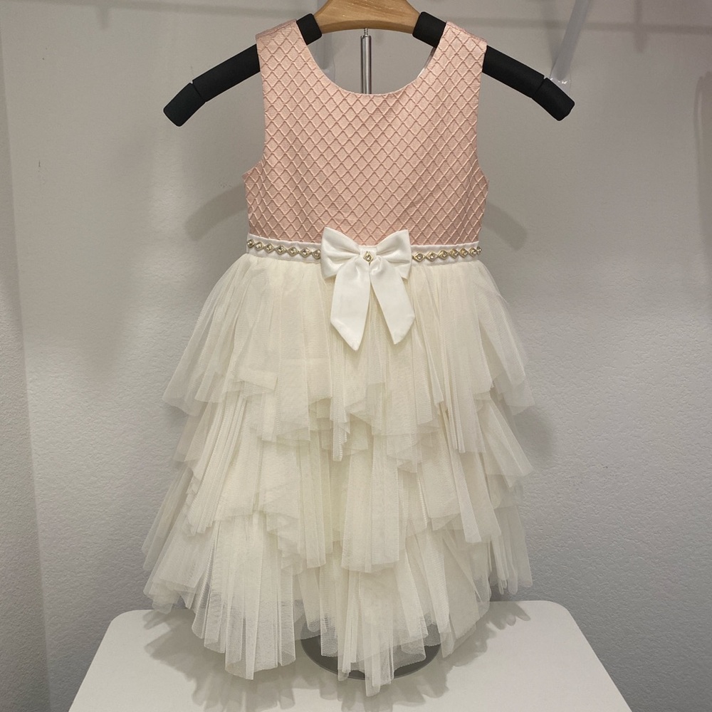 Pink and White Layered Tulle‎ Dress